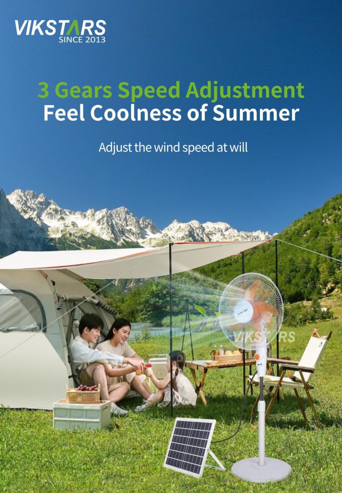 Kipas Berdiri Tenaga Surya 16 inci Bertenaga Energi Surya Untuk Penggunaan Berkemah di Rumah 13