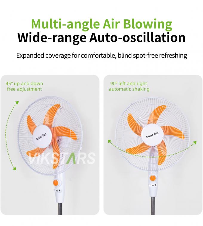 Kipas Berdiri Tenaga Surya 16 inci Bertenaga Energi Surya Untuk Penggunaan Berkemah di Rumah 15