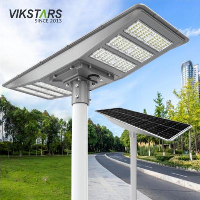 Beli Lampu Jalan Surya Dua Arah Baru IP66 LED Lampu Taman Surya 600W 900W Semua dalam Satu Lampu Lanskap Surya pembuatan online