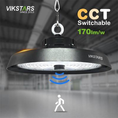 Beli 170lm/w High Lumen UFO High Bay Lights Dukungan 3CCT Dengan Sensor Gerak Lampu Industri Gudang pembuatan online