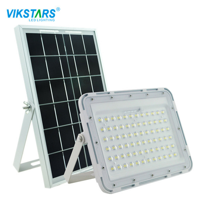 60W 200w LED Solar Flood Light White Housing Dengan Panel Surya Besar
